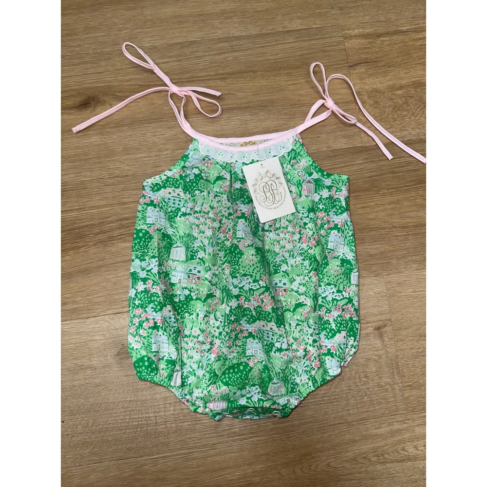 TBBC Junie B Bubble Belmont Blooms Palm Beach Pink Romper 18/24